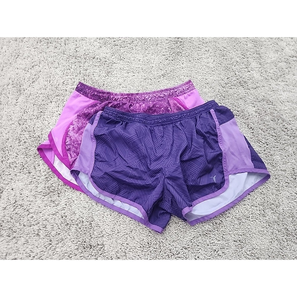 Old Navy Running Shorts Women Small S Purple Duo Pack Geometric Splatter Mesh